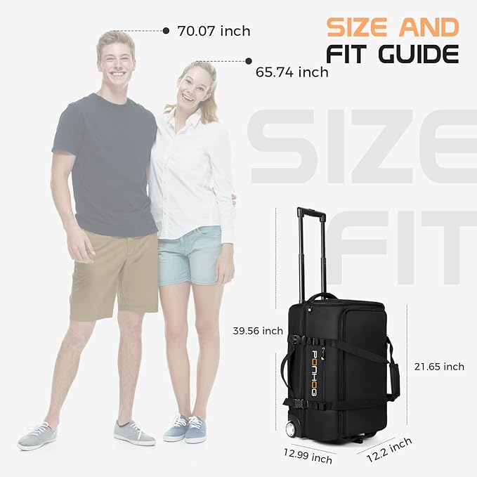 Rolling Duffle Bag with Wheels, Large Travel Duffel Bag with Shoe Compartment, Water Resistant Rolling Wheeled Luggage for Men Women Weekender Overnight Trip