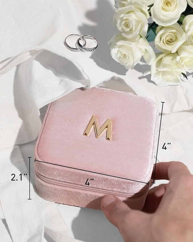 Vlando Preppy Stuff Jewelry Holder Organizer, Preppy School Supplies for Teens Girl Gifts Trendy Stuff, Preppy Jewelry Travle Case for Teens Girls, Birthday Gifts for Daughers - Letter K, Pink