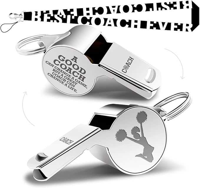 Whistle Thank You Cheerleading Gifts for Coaches Teachers Whistle Emergency Coach Referee Lifeguard Loud Whistle for Women Referees Coaches Sports Coaches Whistle with Lanyard Cheer Coach Gift.