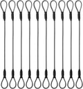 3.3mm Steel Wire Rope Outdoor Travel Security Cable Lock,Braided Steel Coated Safety Cable Luggage Lock,Safety Cable Wire Rope Chain Lock Double Loop Lightweight (Black, 12in/10Pcs)