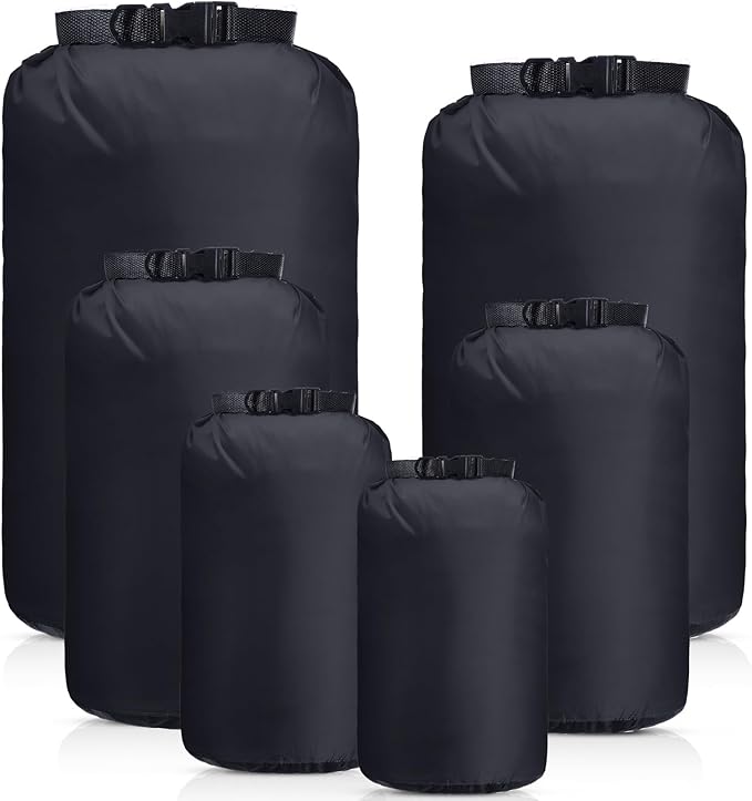 6 Pcs Waterproof Dry Bag Sack Lightweight Outdoor Dry Bags 35 L, 20 L, 15 L, 10 L, 5 L, 3 L Waterproof Boat Bag for Kayaking, Backpacking, Hiking, Camping Rafting(Black)