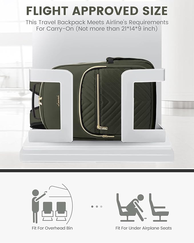 LOVEVOOK Laptop Backpack for Women, Travel Computer Work Bags with 17-inch Laptop Compartment, College School Student Bag Teen Backpacks For Girls, Outdoor Carry On Backpack Purse, Army Green