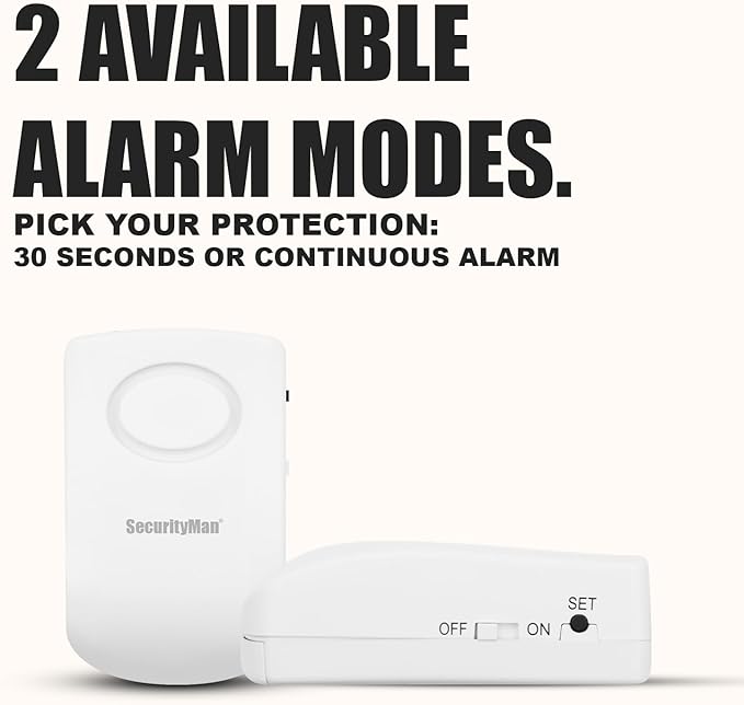 Securityman Door Handle Alarm with 130dB Vibration Triggered Portable Door Alarms When Opened - Perfect for Kids, Toddler, Elderly, Hotel, Travel, Bedroom (2 Pack Door Security)