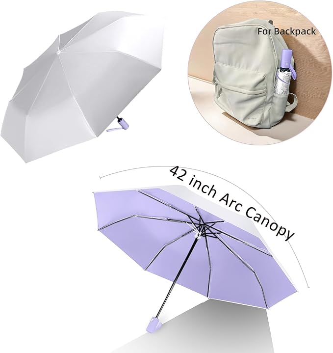BAODINI Small UV Protection Travel Umbrella Compact for Rain and Sun UPF 50+ 41 inch Portable Umbrella for Women and Men