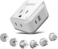 Ceptics World Power Plug Adapter Set, Dual USB & USB-C 3.1A, 20W with QC-PD, 2 USA Outlet Compact & Powerful, Use In Europe, Asia, Australia, Japan, Includes Type A, B, C, E/F, G, I SWadAPt Attachment
