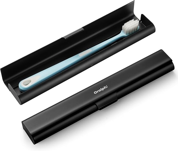 Wider Aluminum Toothbrush Travel Case, Portable Travel Toothbrush Holder, Durable Manual Toothbrush Box Container for Traveling, Bathroom, Camping, Business Trip-Not for 0.85oz Toothpaste, Black