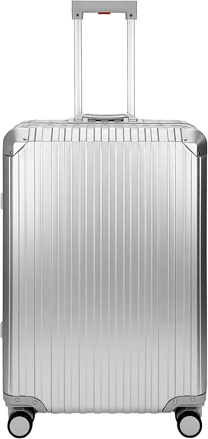 All Aluminum Luggage Suitcase 3 Sizes (20",26",29") TSA Lock Carry On Silver, Gray, Gold, Black with Cover (Silver, Double Set 20",28")