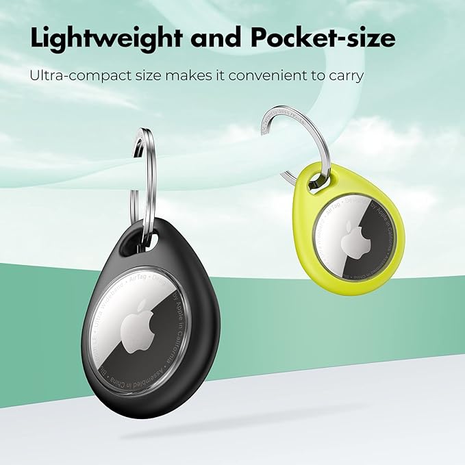 UNBREAKcable 360° Protective Case for AirTag, [2-Pack] AirTags Keyring Holder, Scratch-Resistant, Lock Design, Keychain for AirTag, TPU Full Cover Case for Key, Bag, Luggage, Pet Collar (Black&Green)