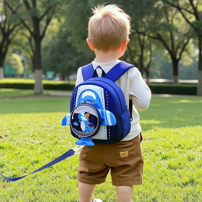 Padgene Toddler Harness Backpacks Safety Leash Kids Anti Lost Kindergarten Preschool Backpack Neoprene Lightweight Animal Schoolbag 3D Cartoon Dinasour Mini Travel Bag for Boys Girls