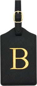Luggage Tag PU Leather for Suitcase Baggage Handbag Travel Bag Label Suitcase Tag Label Tag w. Name Card & Privacy Cover (B)