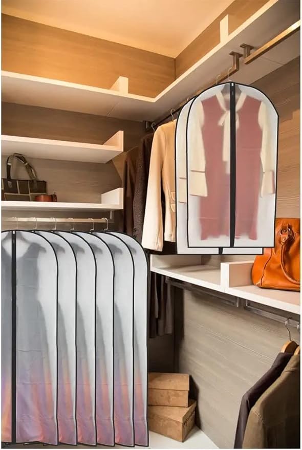 Dress Bags for Hanging Clothes12 PCS Transparent Waterproof Dustproof Bags for Wardrobe Storage Coat Covers for Closet Full Zipper Garment Bags for Long Dress Costumes Gowns Coats 24''x60''
