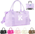 Daughter Niece Gifts for Teen Girl Kids, Initial Travel Duffel Bag Sports Gym Bag Personalized Gifts Weekender Bag，Monogram Overnight Bag Cute Dance Bag Birthday Bridesmaid Gifts for Women(Purple, K)
