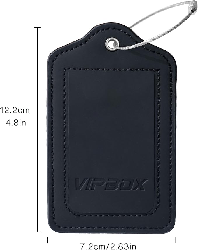 Luggage Labels Premium Travel Suitcase Tags for Baggage Easy to Write Waterproof with Name ID Card for Man Women (Black)