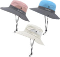 Rosoz Ponytail Sun Bucket Hats for Women UV Protection Foldable Mesh Wide Brim Hiking Beach Fishing Summer Safari