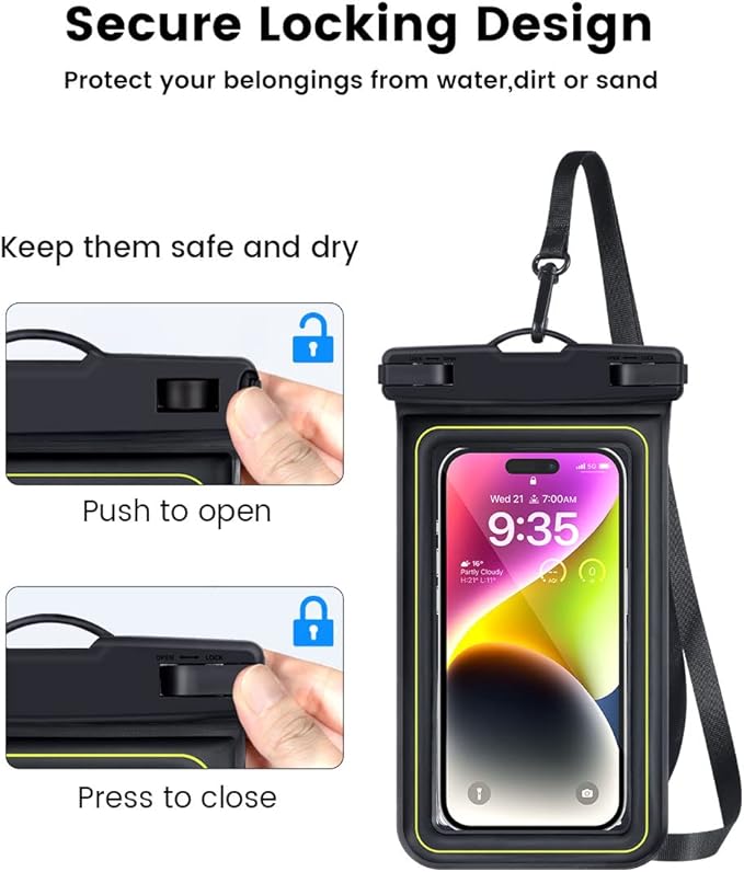 IP68 Waterproof Phone Pouch, Floating Waterproof Phone Case for iPhone 16 15 Pro Max Galaxy S24+ S23 Pixel 8 Pro with Detachable Lanyard, Cellphone Dry Bags Beach Vacation Essentials -2 Pack