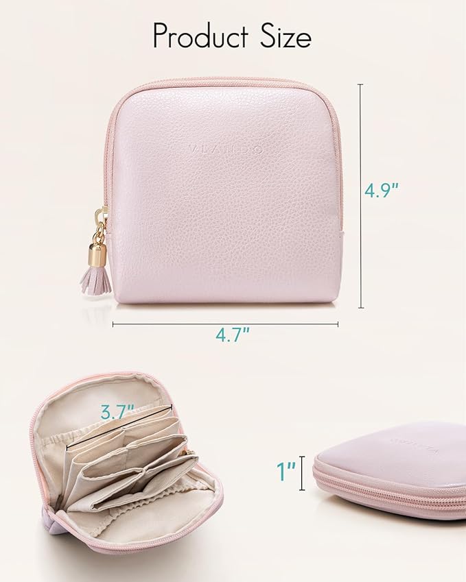 Vlando Small Jewelry Travel Case,Jewelry Pouch Bags with Zipper,Velvet Jewelry Organizer Storage Bag for Bracelet Rings Earring Travel Essentials Gifts for Women Girl-Pink