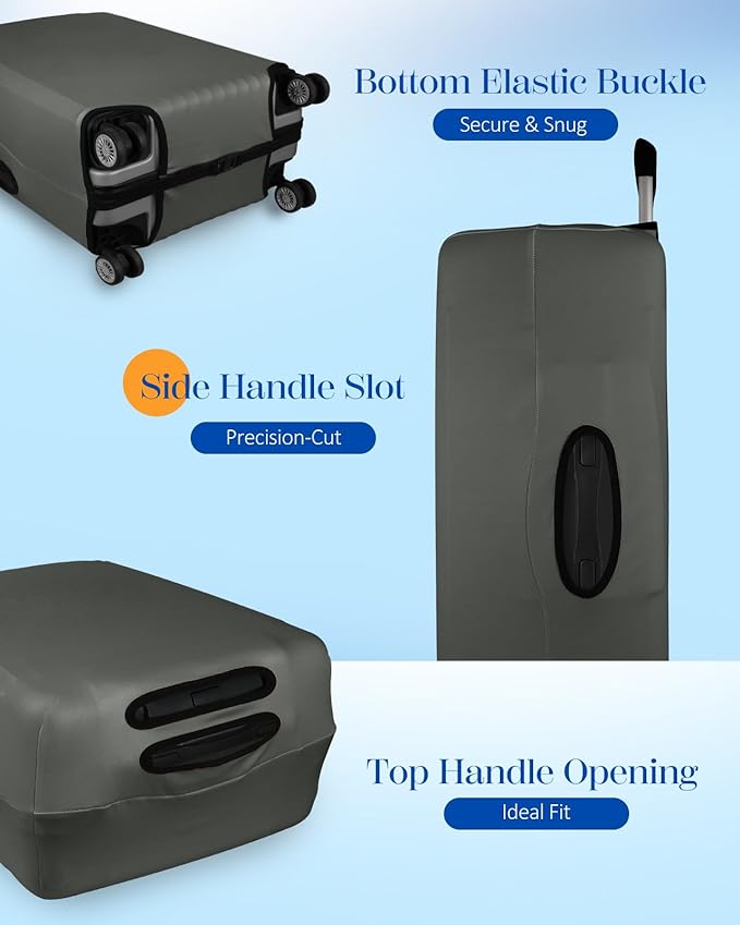 Slohif Luggage Cover for Suitcase Tsa Approved Protector - Luggage Sleeve Suit Case Cover Travel Stretch Large Baggage Case Protective Washable Fit 22-24 Inch Gray