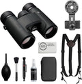 Nikon PROSTAFF P7 10x30 Binoculars Bundled with Harness Strap + Deluxe Cleaning Kit + Smartphone to Binocular Adapter + Microfiber Cleaning Cloth (5 Items)