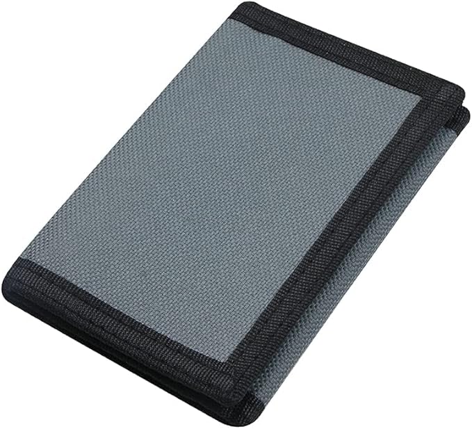 NEICY RFID Blocking Canvas Wallet for Men and Women - Camo Trifold Outdoor Sports Wallets with Magic Sticker for Teen Kids (Grey)