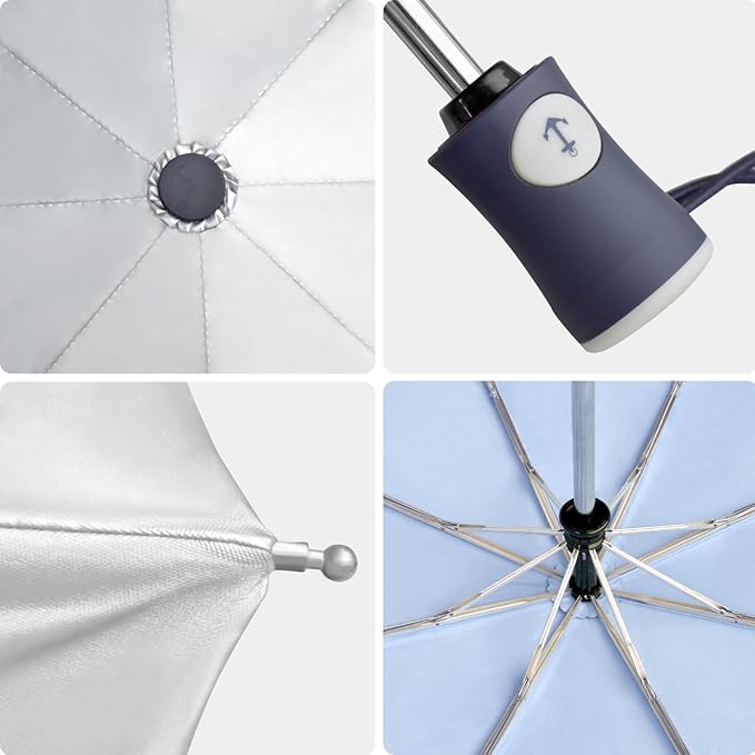 Cuby UV Sun Umbrella Compact Folding Umbrella lightweight Portable Manual Travel Umbrella for Rainproof & 99% UV Protection with Black Anti-UV Coating