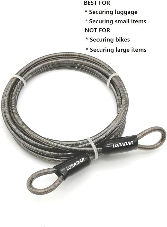 4mm Thick(5/32') 7FT Security Braided Coated Steel Cable Lock with Double Loop