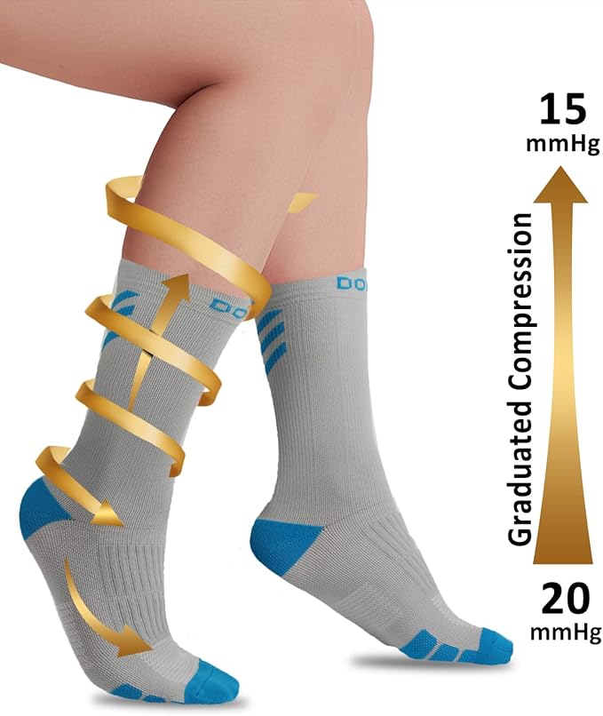 DOVAVA Dri-tech Compression Crew Socks (4/6 Pairs), Comfort Boost Circulation