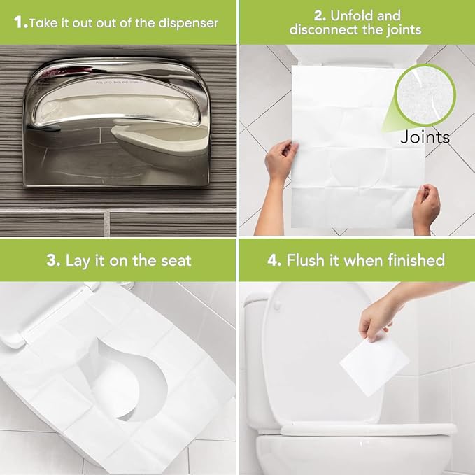 Disposable Toilet Seat Cover - 200 Sheets of XL Half Fold Flushable Paper Toilet Seat Liners for Commercial and Public Facilities, Premium Portable Potty Covers for Kids, Colorful (2 Pack)