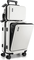 22 Inch Carry On Luggage 22x14x9 Airline Approved, Carry On Suitcase with Wheels, Hard-shell Carry-on Luggage, Durable Luggage Carry-On, White Small Suitcase with Cosmetic Case