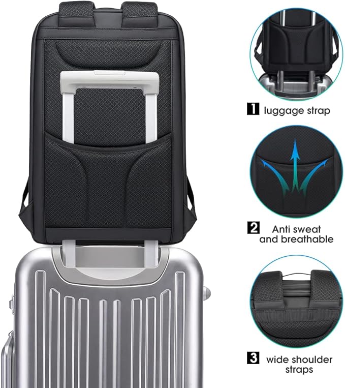 BANGE Anti Theft Business Backpack Fits 15.6 Inch Laptop,Smart Work Backpack with USB Charging Port for Office Work Airplane Business Travel
