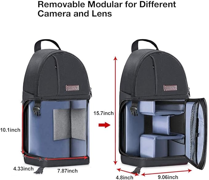 MOSISO Camera Sling Bag, DSLR/SLR/Mirrorless Camera Backpack Case Shockproof Photography Backpack with Tripod Holder & Removable Modular Inserts Compatible with Canon/Nikon/Sony/Fuji