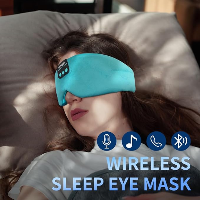 Sleep Mask Bluetooth 5.4 Headphones Soft Wireless Headband Eye Mask Blackout with Microphone (Emerald)