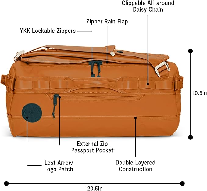 Baboon to the Moon Go-Bag Small 40L – Detachable Straps, Small Duffle Bag for Travel, Gym Bag for Women, Mens Travel Bag, Duffel Bags for Traveling, Travel Duffel Bags for Women (Caramel)