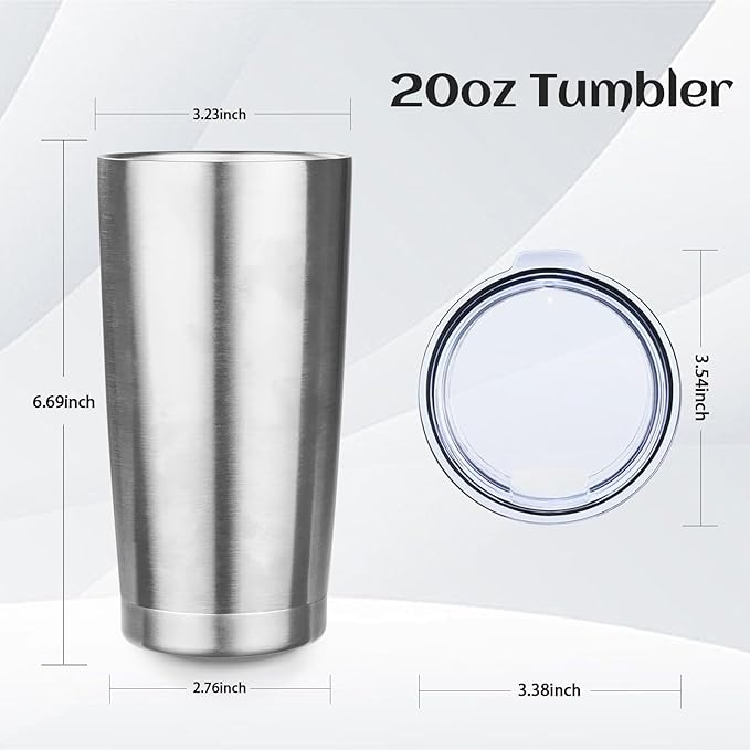 StarSpeed 20oz Tumbler Bulk with Lid, Stainless Steel Insulated Tumblers Double Wall Vacuum Insulated Travel Mug, Powder Coated Coffee Cups for Hot and Cold Drinks(Silver,8)