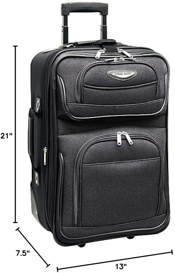 Travel Select Amsterdam 21-Inch Softside Expandable Carry-On Luggage, Lightweight 2-Wheel Upright, Expandable, TSA Lock, Gray