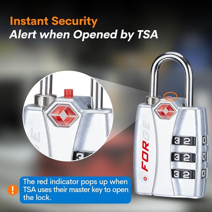 Forge Luggage Locks TSA Approved 4 Pack 4 Colors, Small Combination Lock with Zinc Alloy Body, Open Alert, Easy Read Dials, for Travel Suitcase, Bag, Backpack, Lockers.