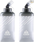 TRIWONDER Water Bottles TPU Soft Flasks Collapsible Running Flasks for Hydration Pack Backpack Hiking Cycling (Gray - 500ml - Pack of 2)