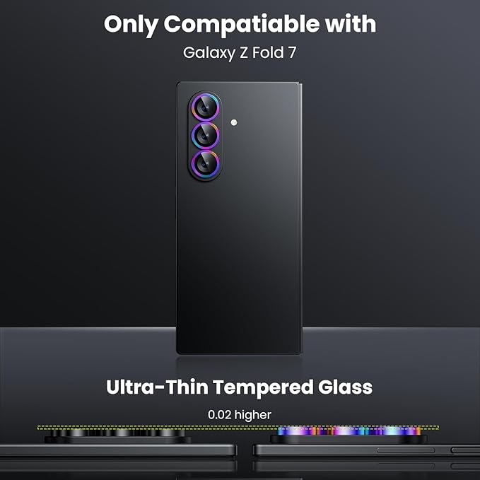 WSKEN for Z Fold 7 Camera Lens Protector Case Cover - Ultra HD Anti-Reflective Tempered Metal Glass Anti Scratch Rear Camera Screen Protector Film for Samsung Galaxy Z Fold 7 5G Accessories,Colorful