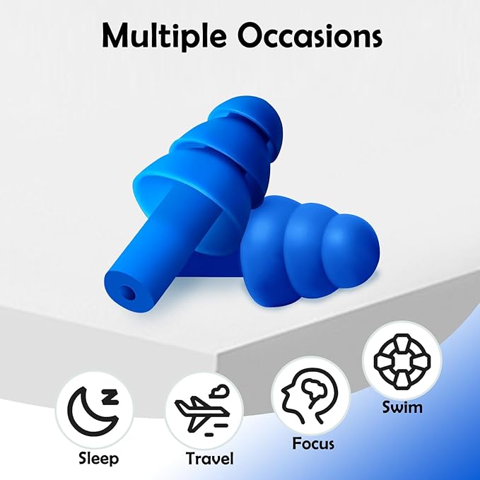 20 Pairs Ear Plugs for Sleeping Noise Cancelling, Reusable Silicone Sound Blocking Earplugs, Waterproof Noise Reduction Ear Plugs for Shooting, Swimming, Concerts, Snoring