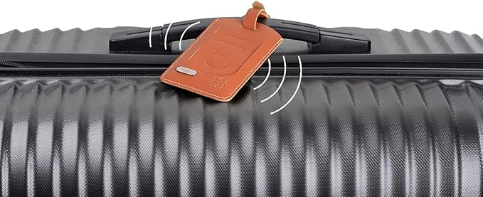 tag8 - Dolphin Smart Luggage Tracker for Suitcase, Backpack and More, Android and iOS Compatible, Genuine Leather BLE-Enabled Tracker Tag, Alternative to GPS Tracker, 2 Pieces, Tan