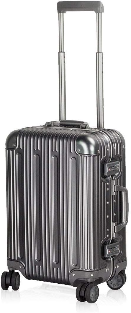 TRAVELKING All Aluminum Carry On Luggage with TSA Locks Fashion Cool Metal Hard Shell Spinner Suitcase (Grey, 20 Inch)