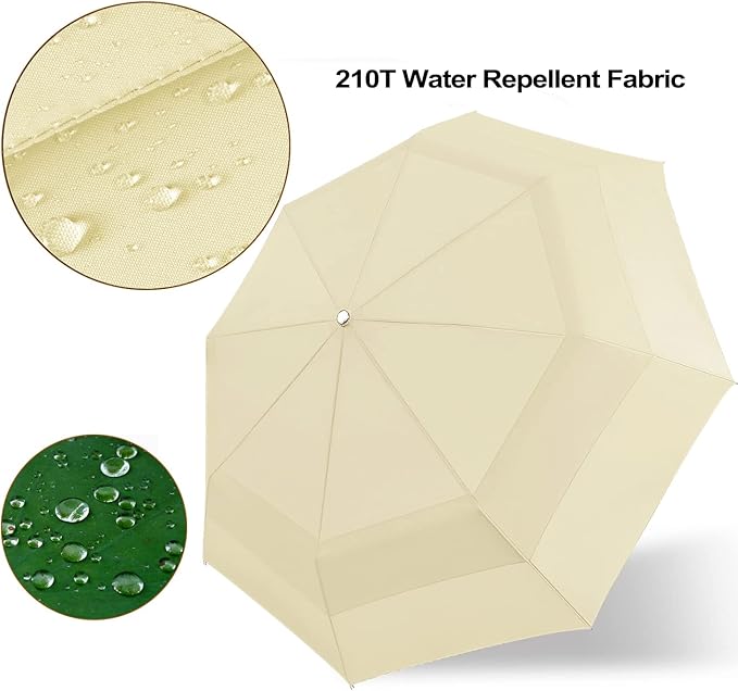 Lejorain Large Folding Golf Umbrella - Compact Mens Umbrellas Travel Rain and Windproof 54inch Collapsible Automatic Open Close Umbrella 210T Teflon Vented Double Canopy