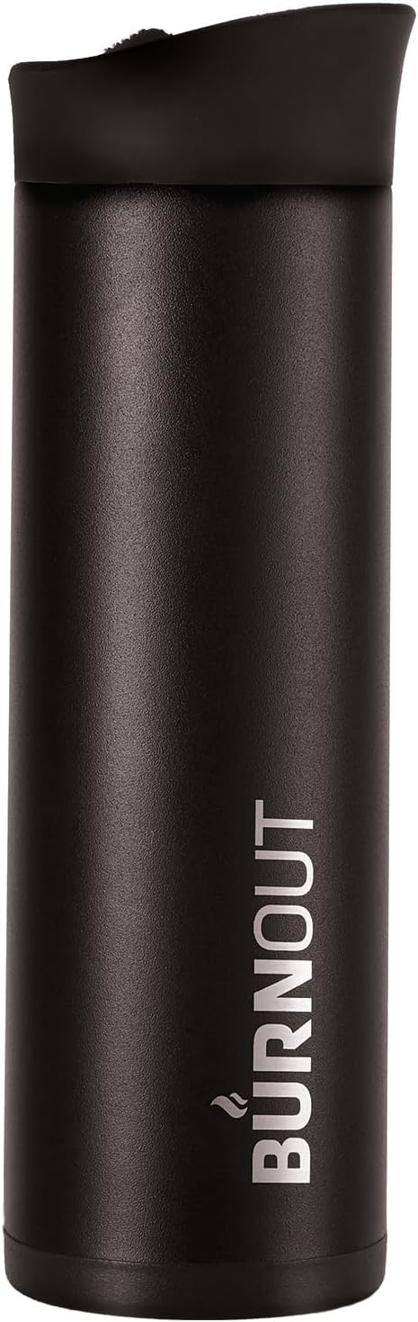 LEXO BURNOUT Temperature Regulating Travel Mug 16 oz All Black - Drink NOW & HeatZorb Tech