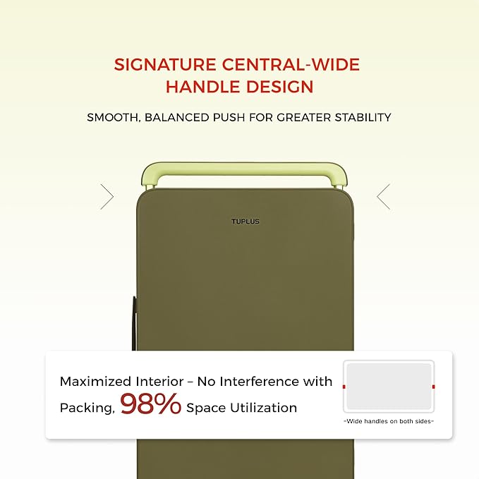 TUPLUS 20” Carry-On Hardside Luggage Lightweight ABS Travel Suitcase with Wide Handle Spinner Wheels TSA Combination Lock, Balance Series 2.0,Moss Green