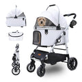 Dog Cat Stroller, Foldable 4 Wheels Dog Stroller for Small Medium Dogs 20 lbs,Pet Strollers for Large Dogs 50lbs, Stable Anti-Shock Detachble Carrier,with 360°Swiveling Front Wheel forTravel