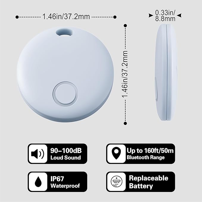 Reyke Smart Tag, Air Tracker Luggage Tracker, Works with Apple Find My (iOS Only), Item Locator for Key, Luggage, Backpack, Wallet, IP67 Waterproof, Blue