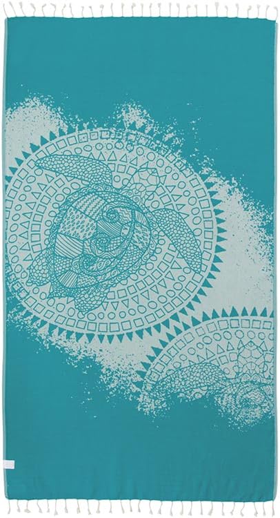 Sand Cloud Large Turkish Beach Towel - Sand Free - 100% Organic Turkish Cotton Yarn - Quick Dry Oversized Towel for Beach, Picnic, Blanket or Bath - As Seen on Shark Tank - Marine Bundle