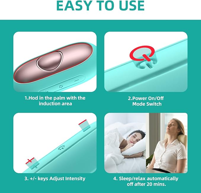 Sleep Aid Device, Micro-Current Sleep Instrument Anxiety Device, Portable Rechargeable Sleep Aid for Anxiety and Insomnia (Green)