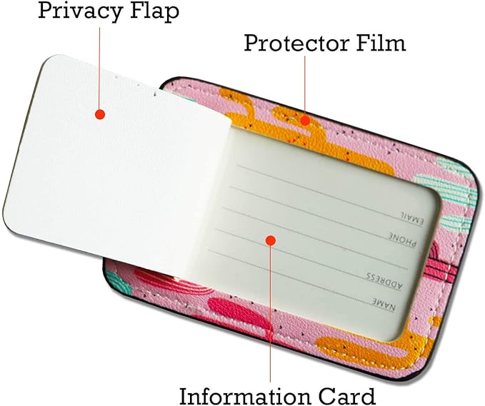 Luggage Tags for Suitcases-Leather Luggage Tag 4 Pack with Loops Cute Bag/Backpack/Suitcase Tags Pink Travel Accessories for Airport