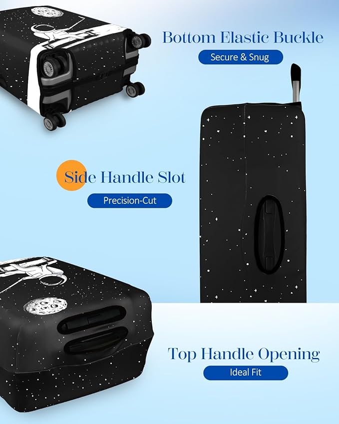 Slohif Luggage Cover for Suitcase Tsa Approved Protector - Luggage Sleeve Large Suit Case Cover Travel Stretch Baggage Case Protective Washable Fit 24-27 Inch Astronaut M