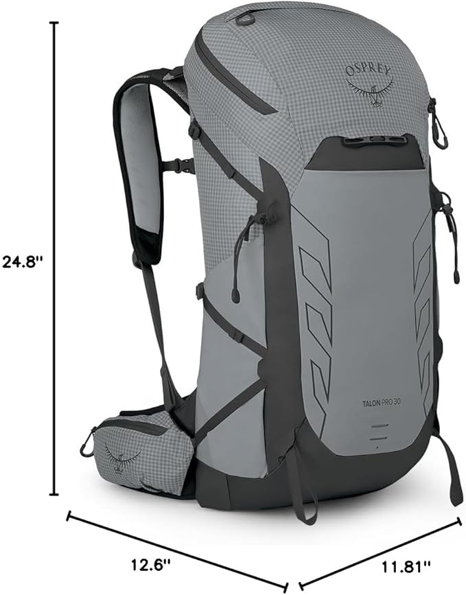 Osprey Talon Pro 30L Men's Hiking Backpack with Hipbelt, Silver Lining